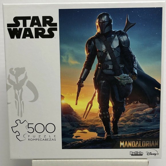 New Sealed Star Wars Mandalorian & Baby Yoda 500 Piece Puzzle by Buffalo Games - Picture 3 of 6
